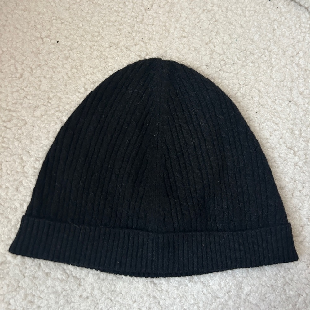 Black Cable Knit Cashmere Neiman Marcus Beanie